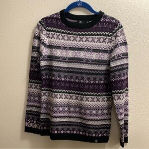 Neve Zoe Sweater Merino Wool Blend Purple Patterned Women's Acai NWT Small